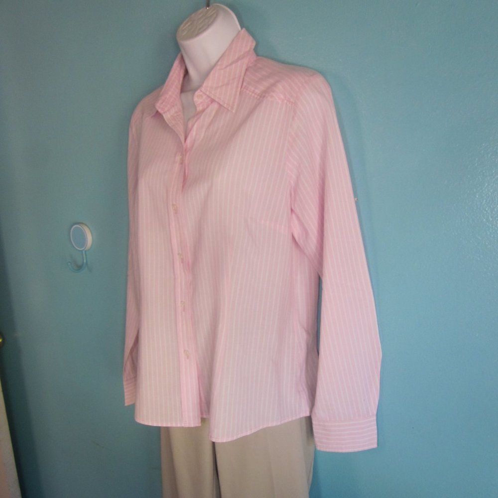 Seidensticker Womens Size 8 Pink Striped Button Front Shirt Size 42 - Picture 10 of 14